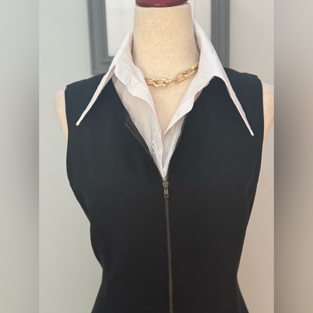 Theory Black Bonbi Zipper Front Fit and Flare Mini Dress - Picture 10 of 12